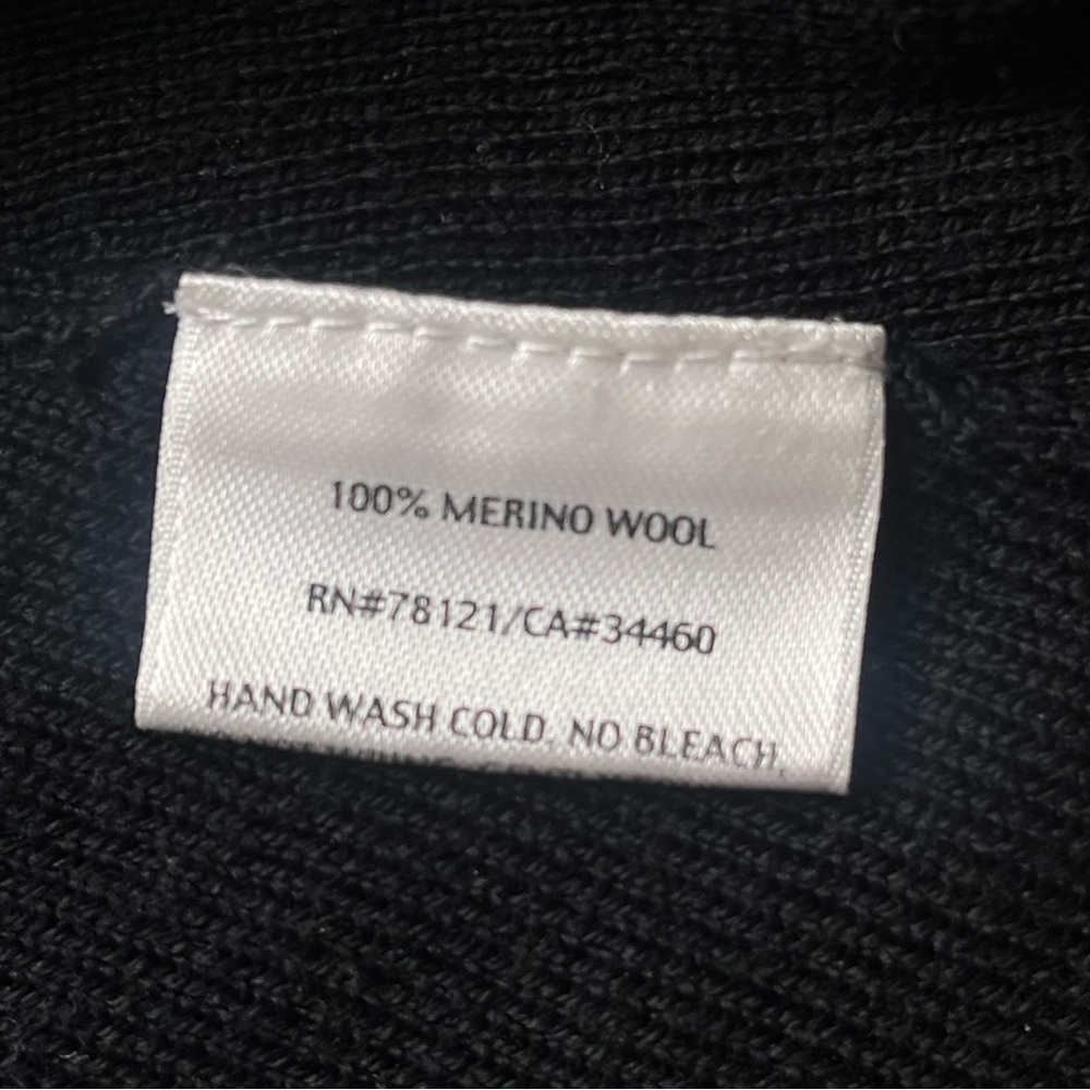 Eileen Fisher Merino Wool Step Panel Open Front Cardigan Sweater Petite S Black - Picture 5 of 8
